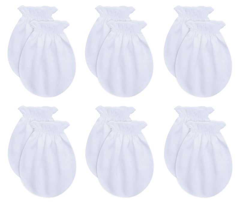 RATIVE Newborn Baby Cotton Gloves Sleep Sleeping No Scratch Mittens Mitts Set for 0-6 Months Unisex Neutral Boys Girls (6 pairs/white) - Image 1